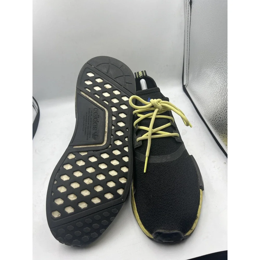 Adidas NMD R1 Running Shoes Size 7Y‎ W 8.5 Black Pulse Yellow GW6018